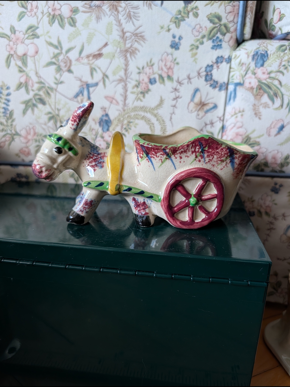 Vtg Donkey Cart Planter